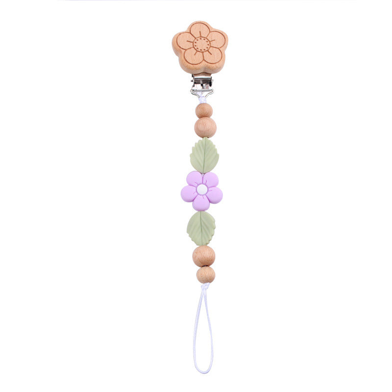 Wholesale Baby Products Flower Soothing Silicone Flower Silicone Beads Pacifier Chain